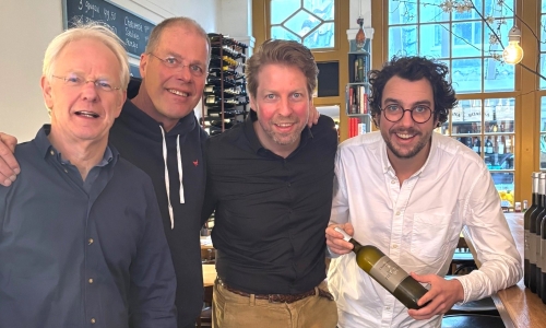 Met wijnmaker Albert en Niek en Badrt van Café de Klepel